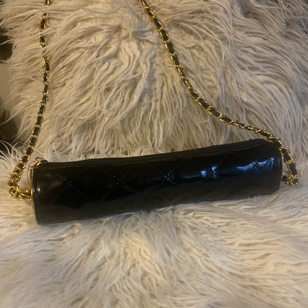 CUI : Black Quilted Patent Leather Crossbody bag